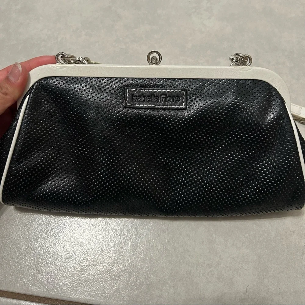 Isabella Fiore daisy embellished black leather shoulder purse - Picture 4 of 12
